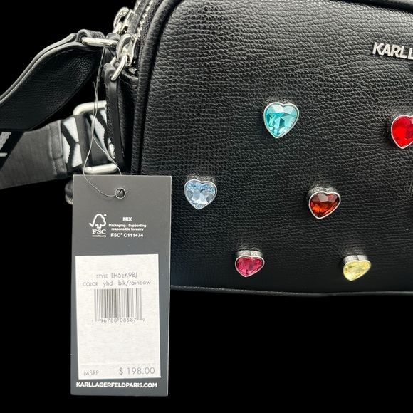 NWT $198 Karl Lagerfeld Maybelle Double Zip Leather Crossbody Bag - Picture 13 of 14